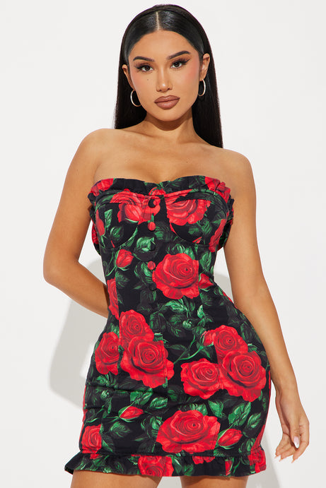 Smell The Roses Stretch Twill Mini Dress