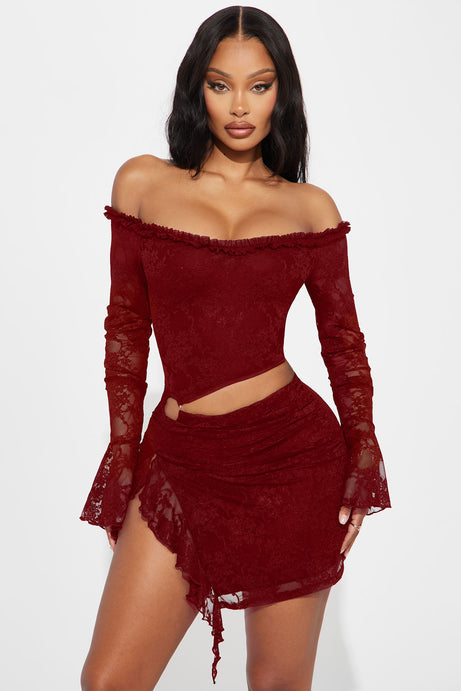 One Of One Lace Mini Dress - Red
