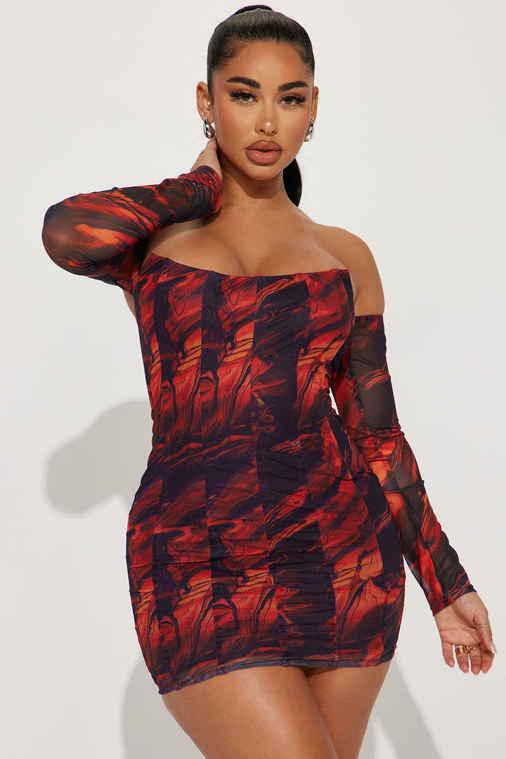 Hazel Mesh Mini Dress - Red