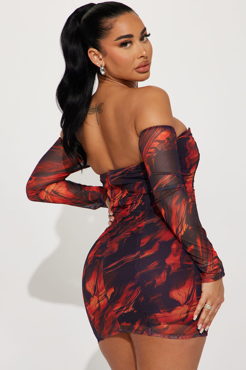 Hazel Mesh Mini Dress - Red
