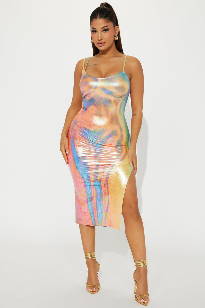 Your Touch Is Hot Midi Dress - Multi Color