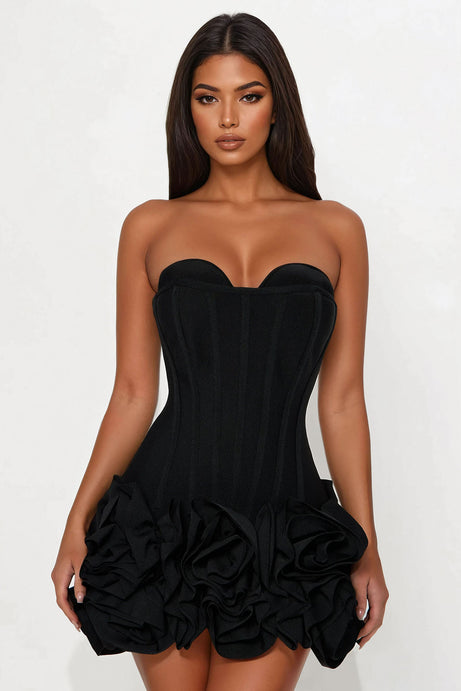 Beauty ruffle bandage Mini Dress -b