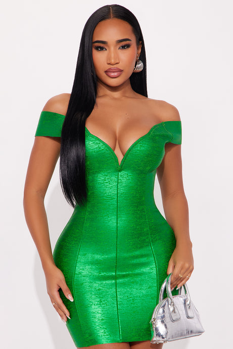 Jeannie metallic bandage mini dress