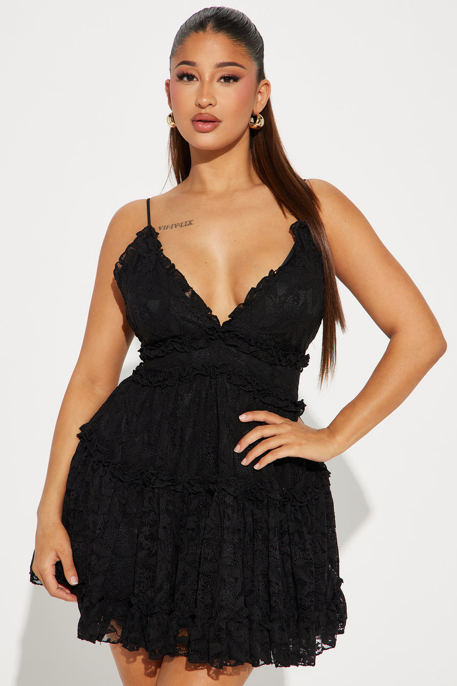 Lace Mini Dress - Black