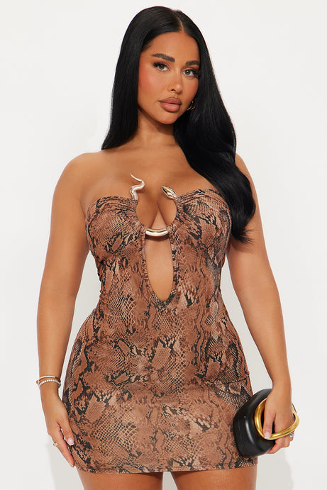 Slither snake print mini dress