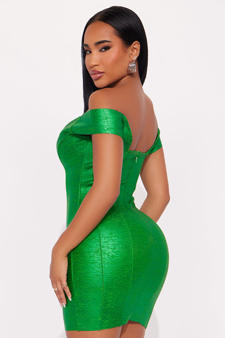Jeannie metallic bandage mini dress
