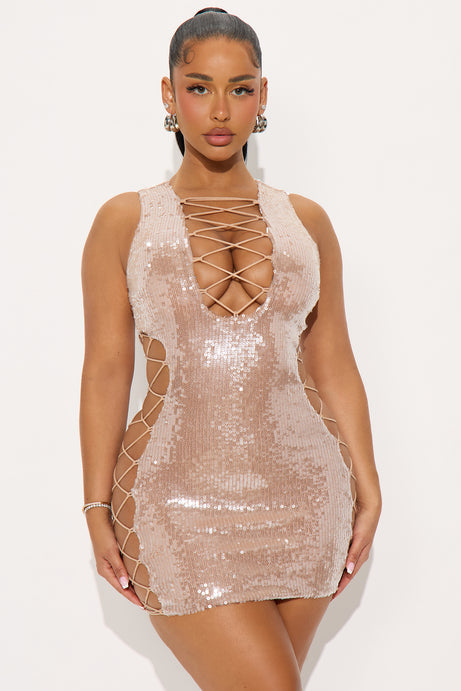 Haisley lace-up sequin mini dress