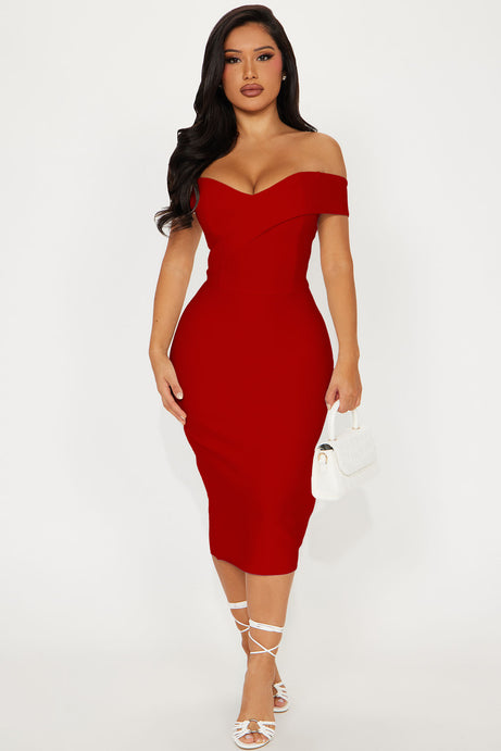 Amy bandage midi red