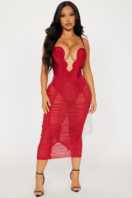 Lovely day midi dress red