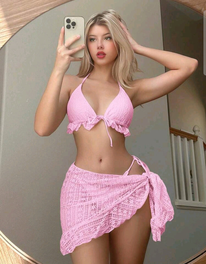 tie bikini set with coverup