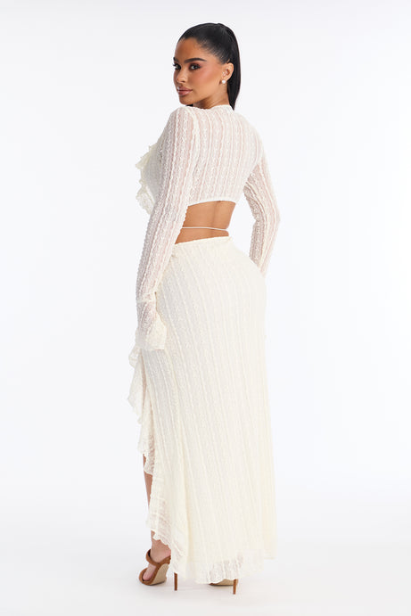Maxi dress دانتيل بكشكش "ساشيرا"
