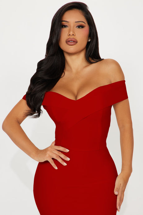 Amy bandage midi red