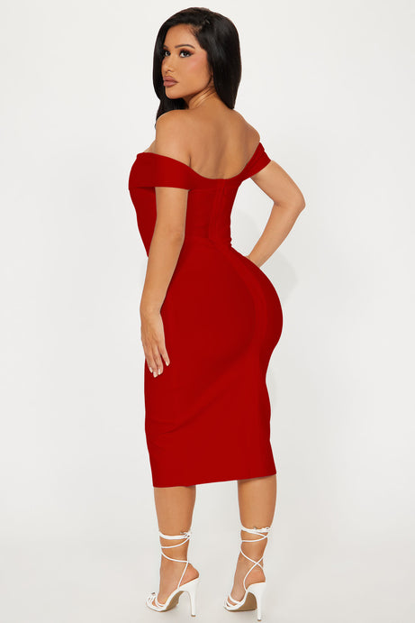 Amy bandage midi red