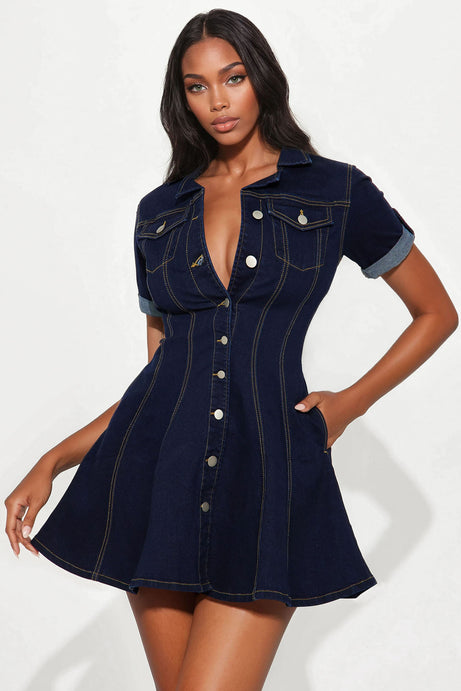 Raven Stretch Denim Mini Dress