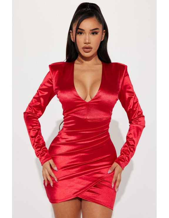 Satin red dress