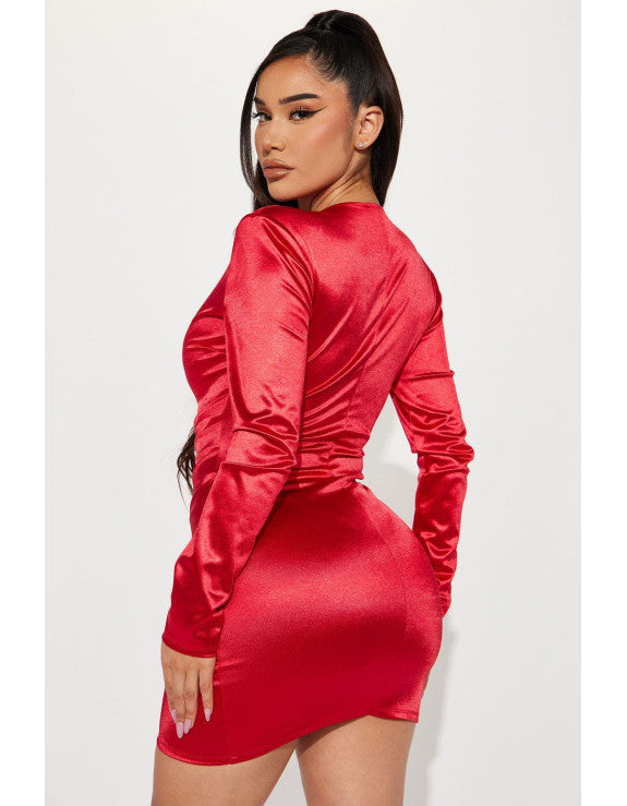 Satin red dress